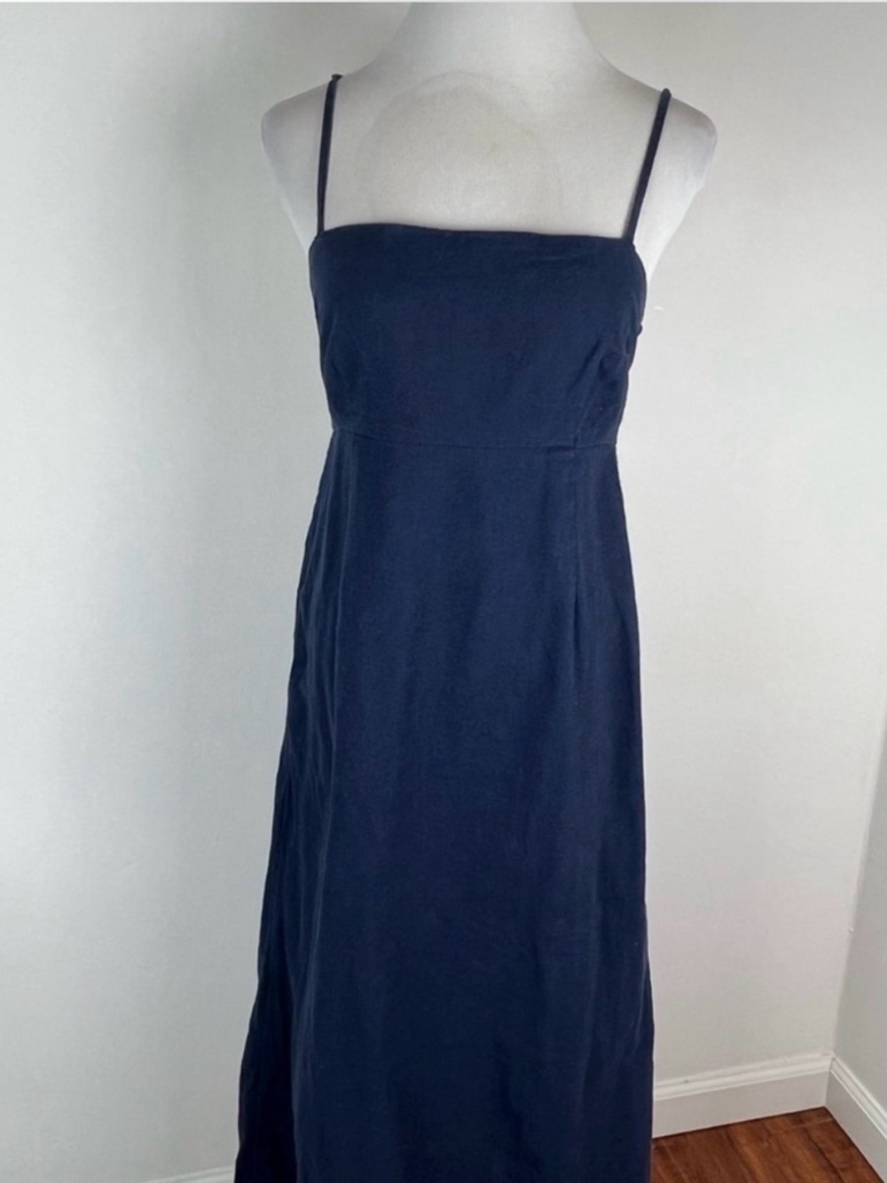 Abercrombie & Fitch Linen Midi Dress Navy Blue Size S - Picture 3 of 6